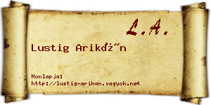 Lustig Arikán névjegykártya